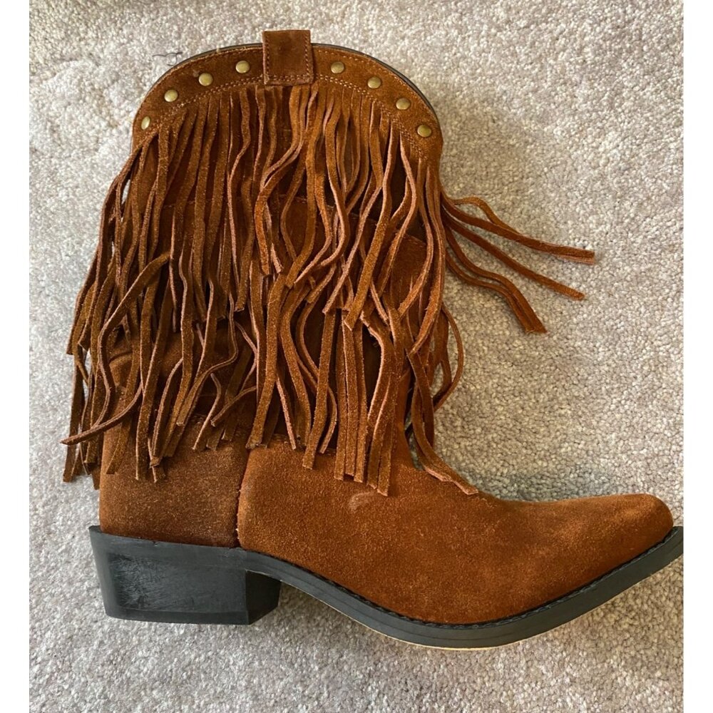 Smokey Mountain Boots Brown Western Fringe Suede Cowboy Boots Womens Size 3.5 - Picture 3 of 9